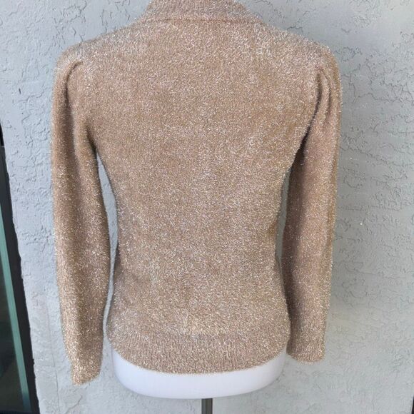 NWT WHBM white house black market champagne tinsel sweater holiday metallic fitM - Picture 5 of 11